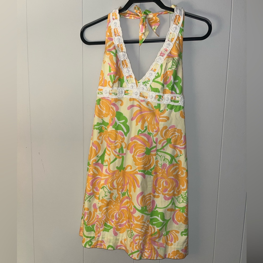 Lily Pulitzer Halter Beaded Dress Size 4